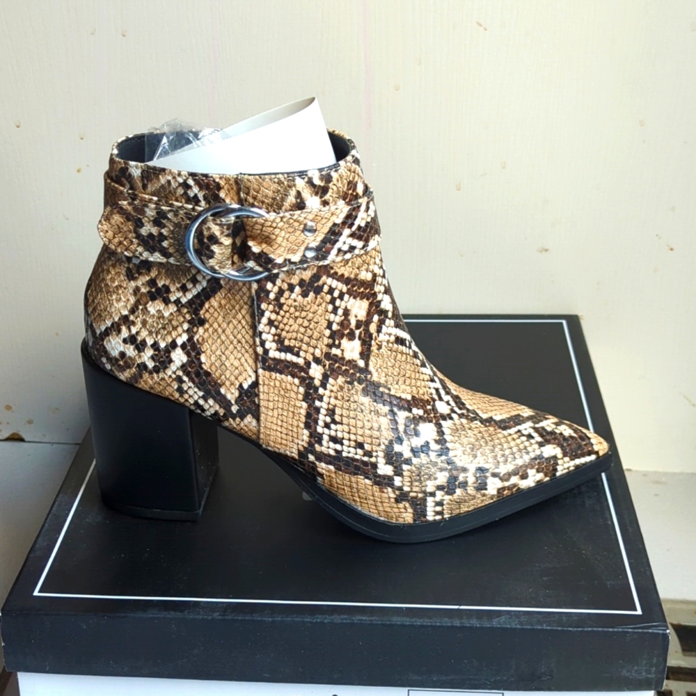 Snakeskin Print Ankle Booties